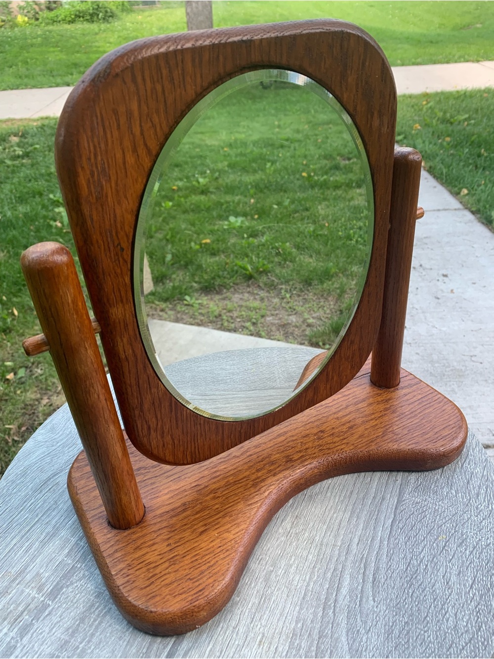 Antique Handcrafted Small Wooden Cheval Mirror with Stand Decorative Mirror*READ